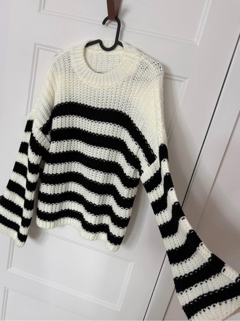 Striped Black and White Crewneck Sweater